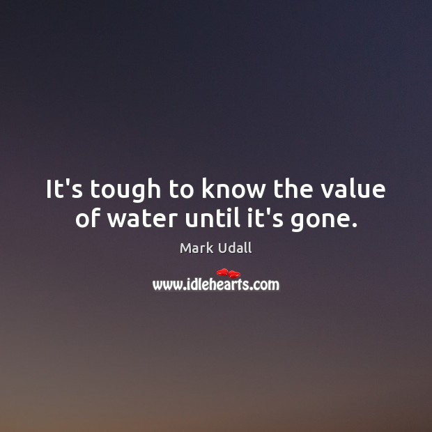 It’s tough to know the value of water until it’s gone. Value Quotes Image