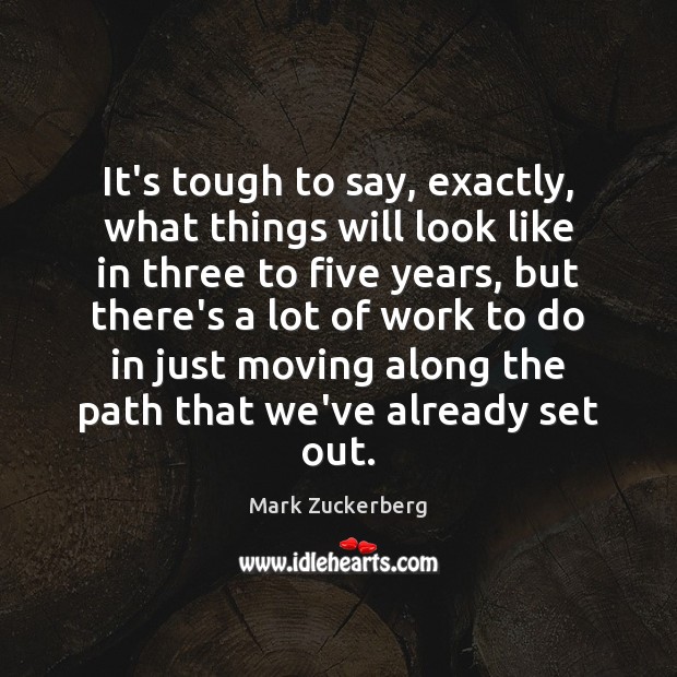 It’s tough to say, exactly, what things will look like in three Mark Zuckerberg Picture Quote