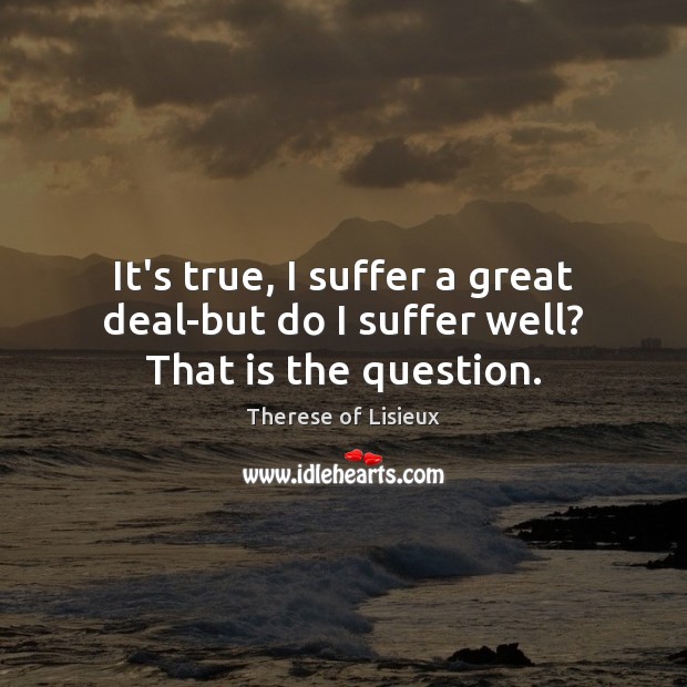 It’s true, I suffer a great deal-but do I suffer well? That is the question. Image