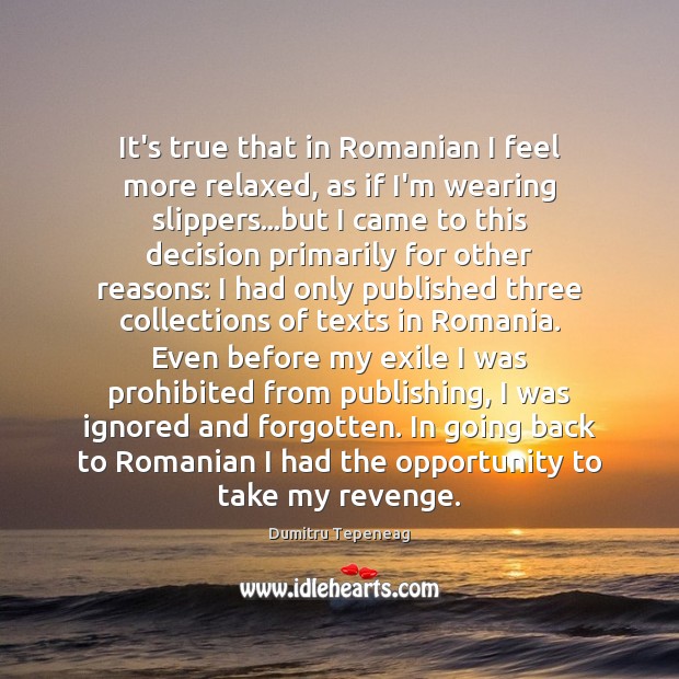 It’s true that in Romanian I feel more relaxed, as if I’m Image