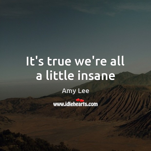It’s true we’re all a little insane Amy Lee Picture Quote