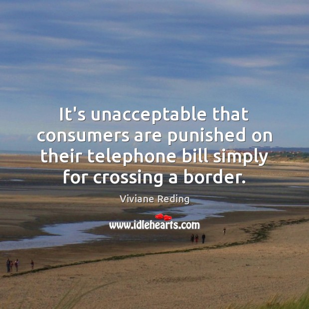It’s unacceptable that consumers are punished on their telephone bill simply for Viviane Reding Picture Quote