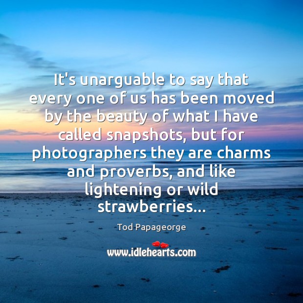 It’s unarguable to say that every one of us has been moved Tod Papageorge Picture Quote