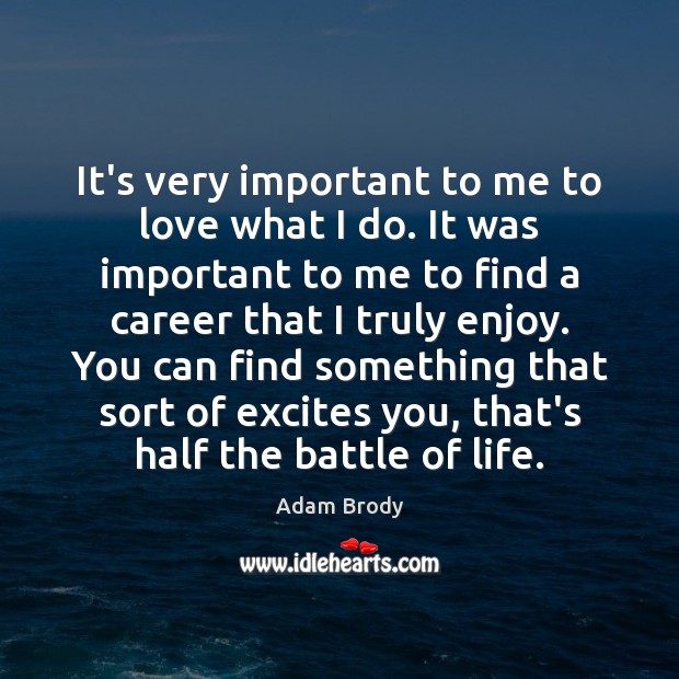 It’s very important to me to love what I do. It was Adam Brody Picture Quote
