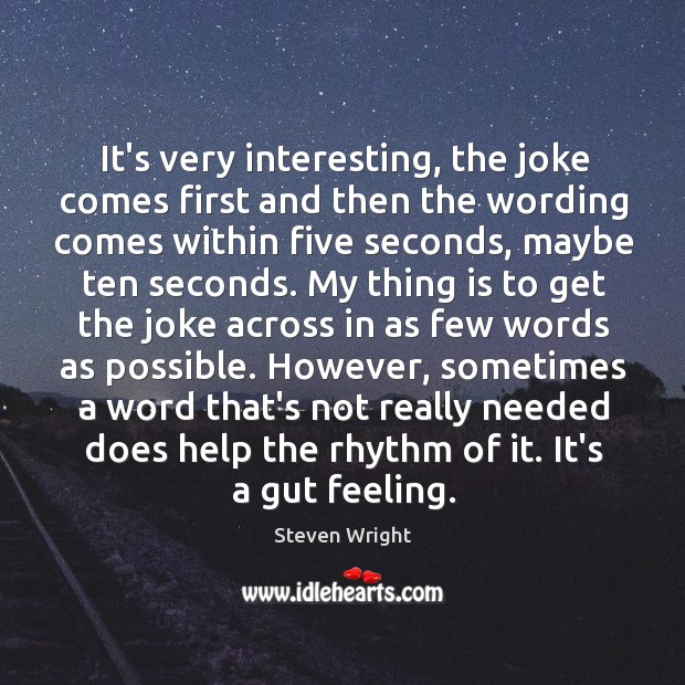 It’s very interesting, the joke comes first and then the wording comes Steven Wright Picture Quote