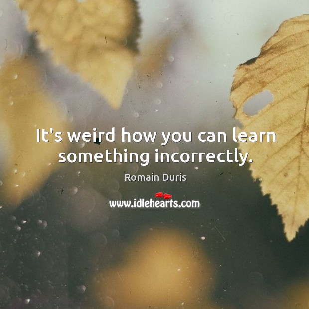 It’s weird how you can learn something incorrectly. Romain Duris Picture Quote