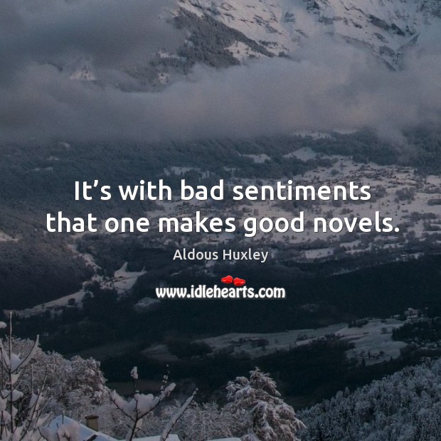 It’s with bad sentiments that one makes good novels. Image