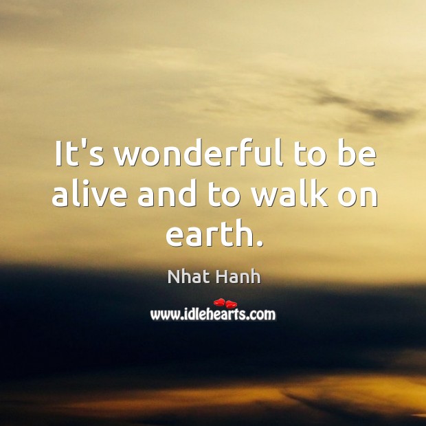 It’s wonderful to be alive and to walk on earth. Nhat Hanh Picture Quote
