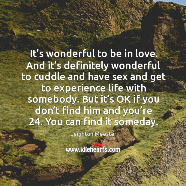 It’s wonderful to be in love. And it’s definitely wonderful to cuddle and have sex and Leighton Meester Picture Quote
