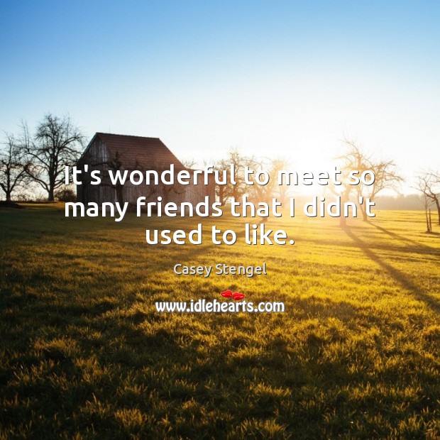 It’s wonderful to meet so many friends that I didn’t used to like. Casey Stengel Picture Quote