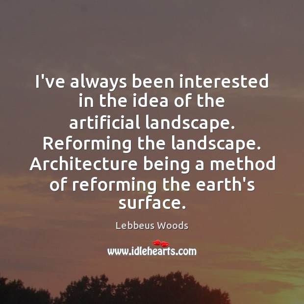 I’ve always been interested in the idea of the artificial landscape. Reforming 