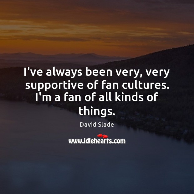 I’ve always been very, very supportive of fan cultures. I’m a fan of all kinds of things. David Slade Picture Quote