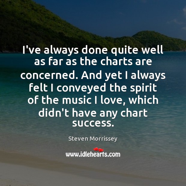 I’ve always done quite well as far as the charts are concerned. Steven Morrissey Picture Quote