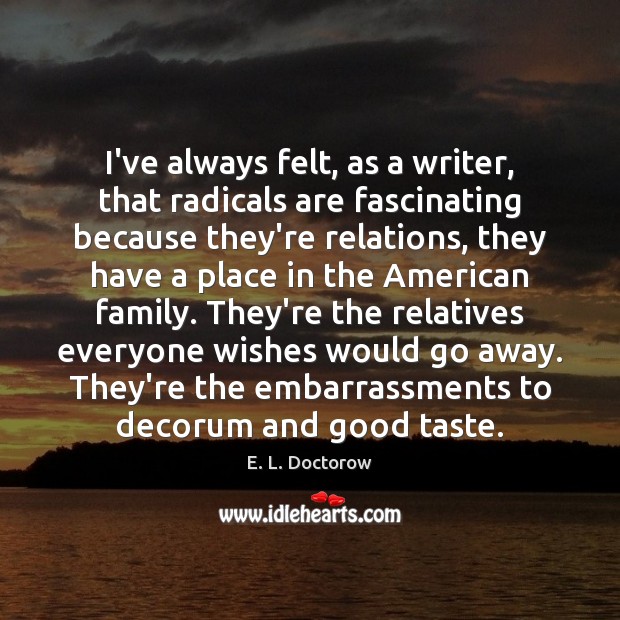 I’ve always felt, as a writer, that radicals are fascinating because they’re E. L. Doctorow Picture Quote