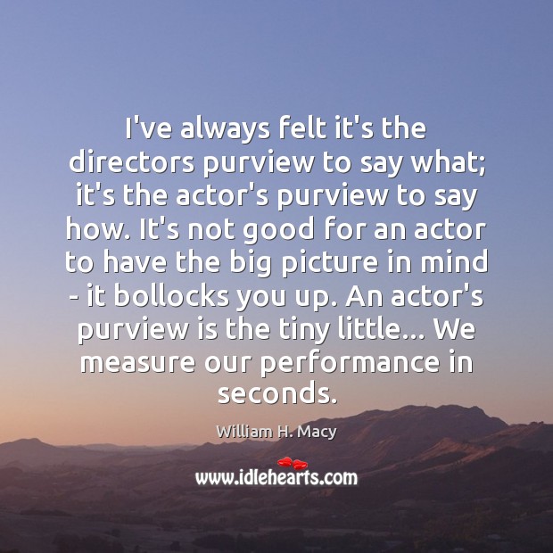 I’ve always felt it’s the directors purview to say what; it’s the William H. Macy Picture Quote