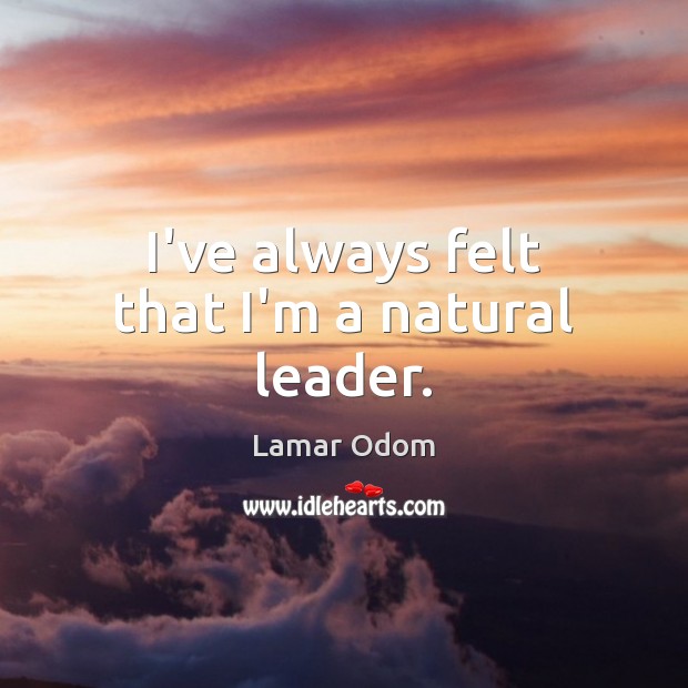 I’ve always felt that I’m a natural leader. Lamar Odom Picture Quote