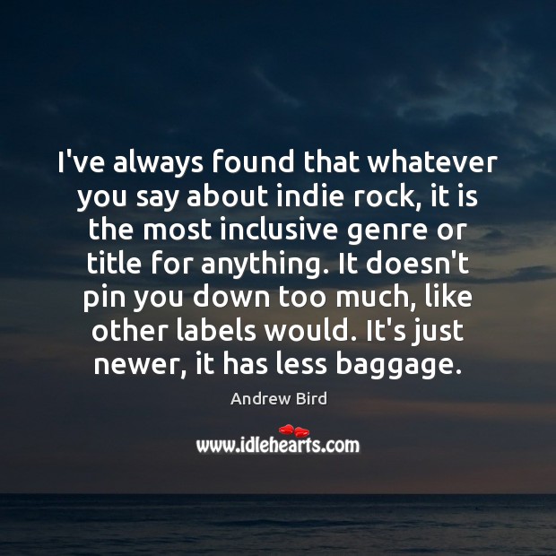 I’ve always found that whatever you say about indie rock, it is Andrew Bird Picture Quote