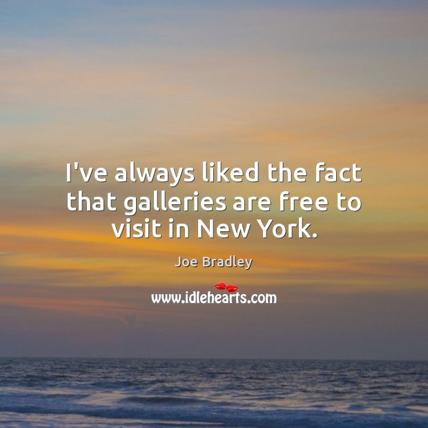 I’ve always liked the fact that galleries are free to visit in New York. Joe Bradley Picture Quote