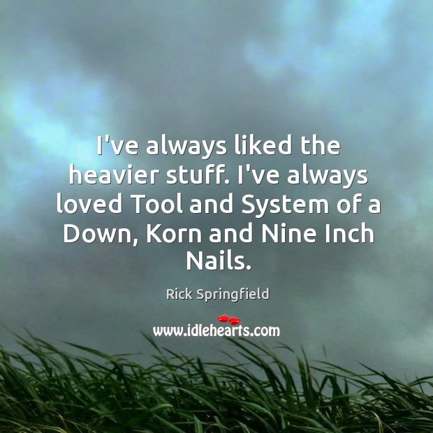 I’ve always liked the heavier stuff. I’ve always loved Tool and System Image