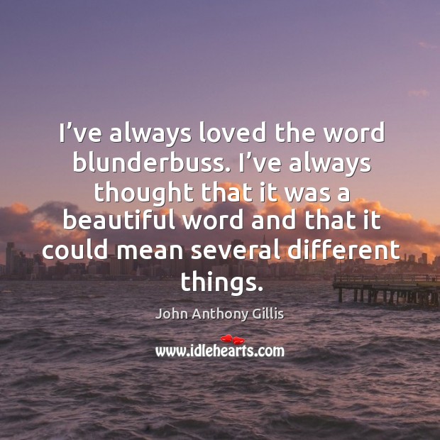 I’ve always loved the word blunderbuss. I’ve always thought that it was a beautiful John Anthony Gillis Picture Quote