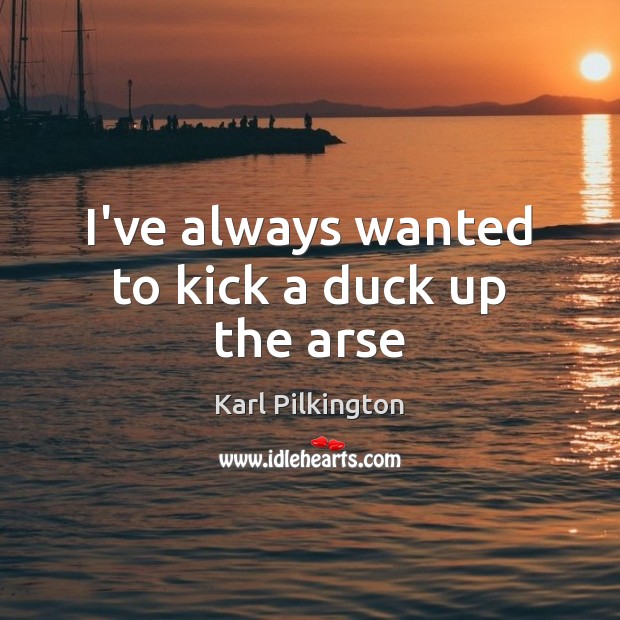 I’ve always wanted to kick a duck up the arse Karl Pilkington Picture Quote