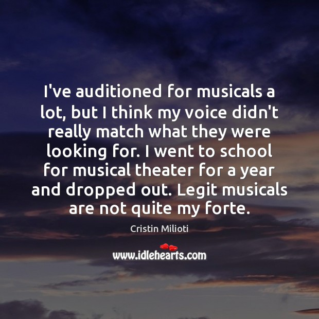 I’ve auditioned for musicals a lot, but I think my voice didn’t Image