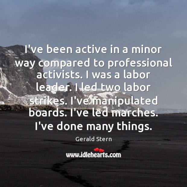 I’ve been active in a minor way compared to professional activists. I Gerald Stern Picture Quote