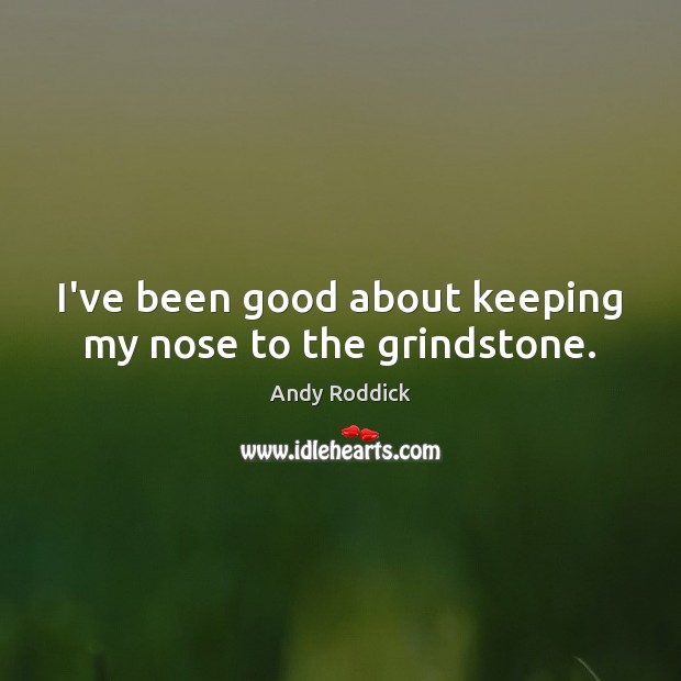 I’ve been good about keeping my nose to the grindstone. Andy Roddick Picture Quote