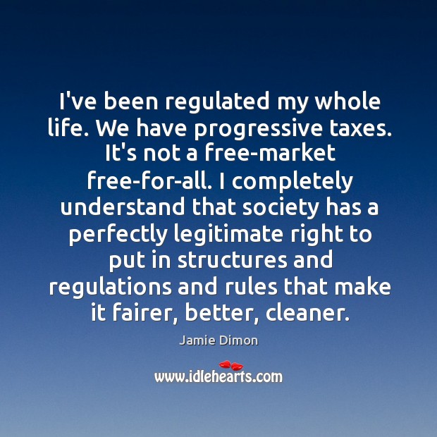 I’ve been regulated my whole life. We have progressive taxes. It’s not Jamie Dimon Picture Quote