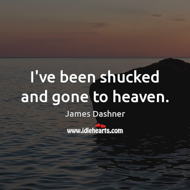 I’ve been shucked and gone to heaven. James Dashner Picture Quote