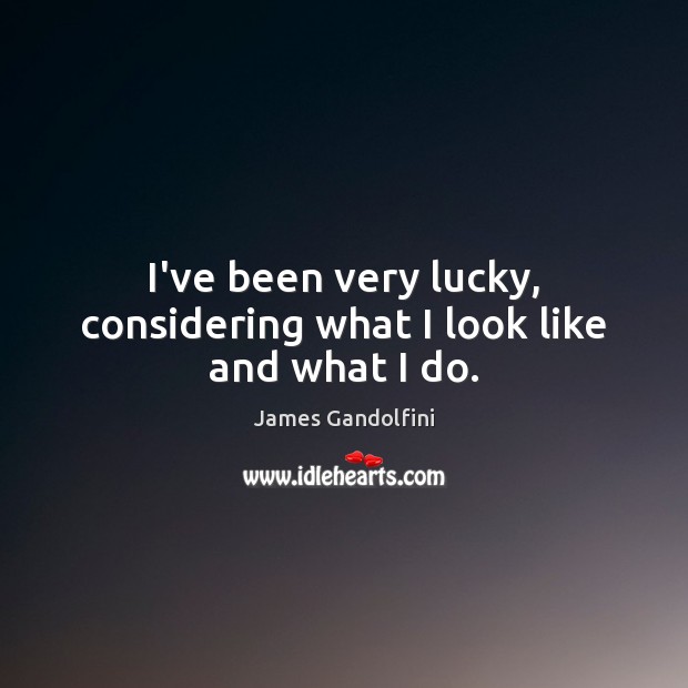 I’ve been very lucky, considering what I look like and what I do. James Gandolfini Picture Quote