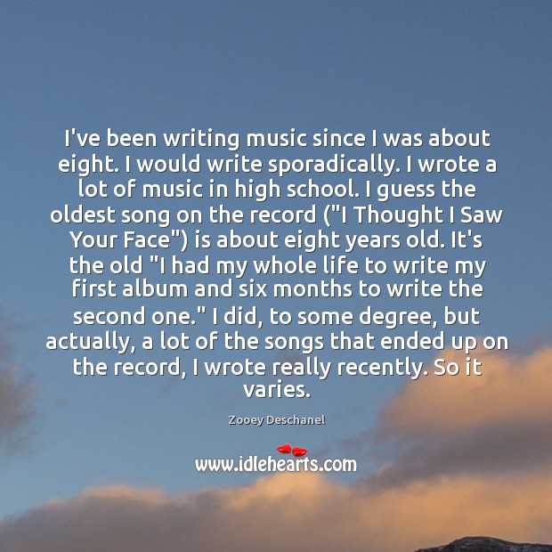 I’ve been writing music since I was about eight. I would write Image