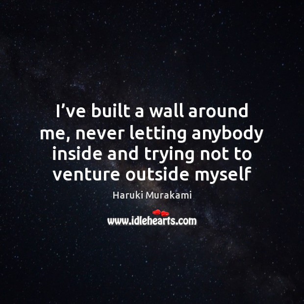 I’ve built a wall around me, never letting anybody inside and Image