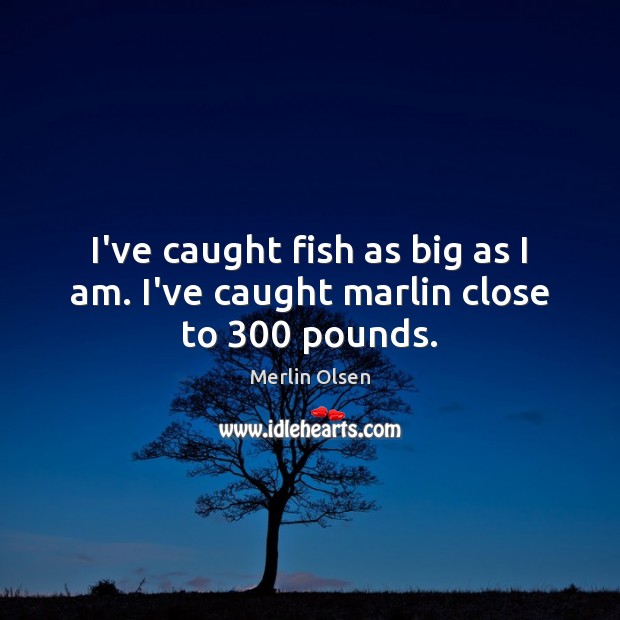 I’ve caught fish as big as I am. I’ve caught marlin close to 300 pounds. 