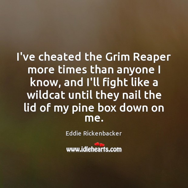 I’ve cheated the Grim Reaper more times than anyone I know, and Eddie Rickenbacker Picture Quote