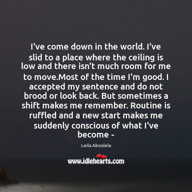 I’ve come down in the world. I’ve slid to a place where Leila Aboulela Picture Quote
