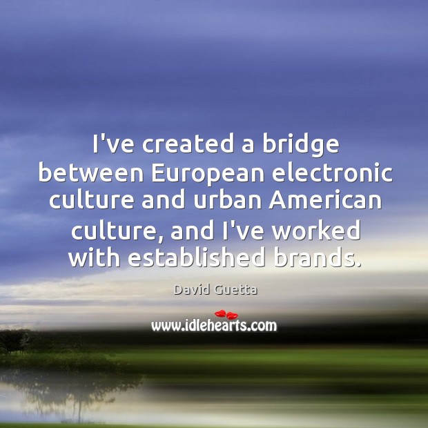 I’ve created a bridge between European electronic culture and urban American culture, David Guetta Picture Quote