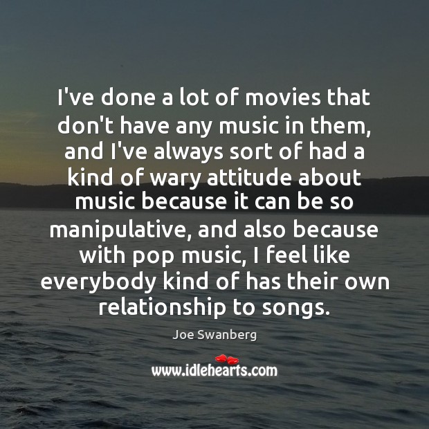 I’ve done a lot of movies that don’t have any music in Joe Swanberg Picture Quote
