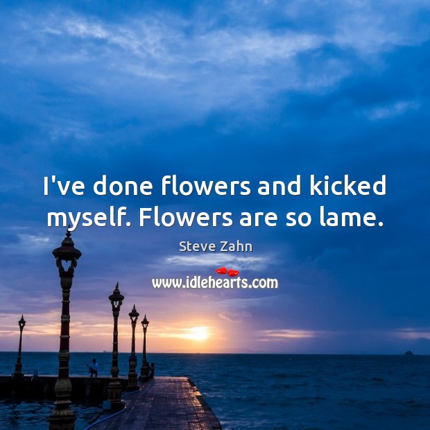 I’ve done flowers and kicked myself. Flowers are so lame. Steve Zahn Picture Quote