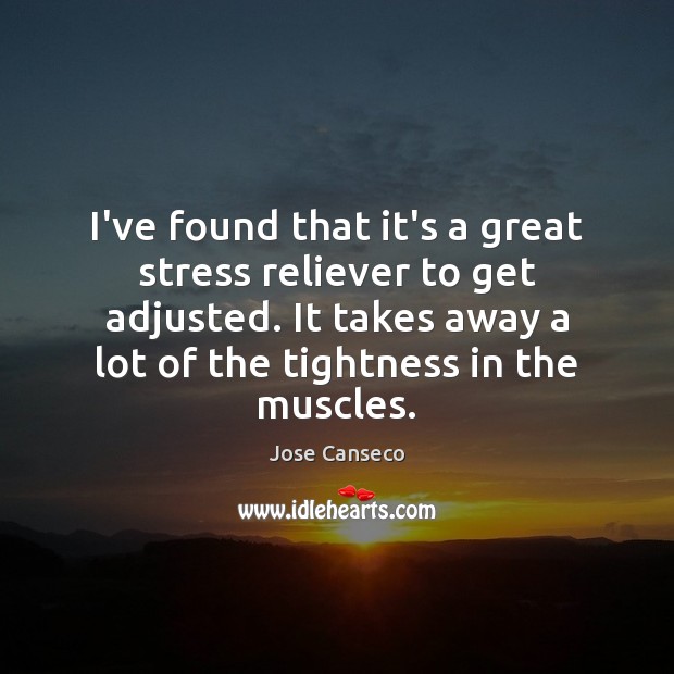 I’ve found that it’s a great stress reliever to get adjusted. It Jose Canseco Picture Quote