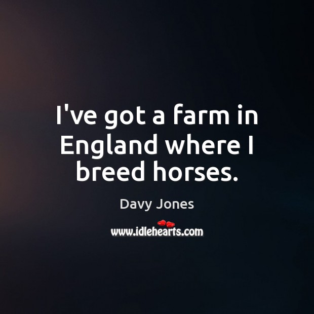 I’ve got a farm in England where I breed horses. Davy Jones Picture Quote