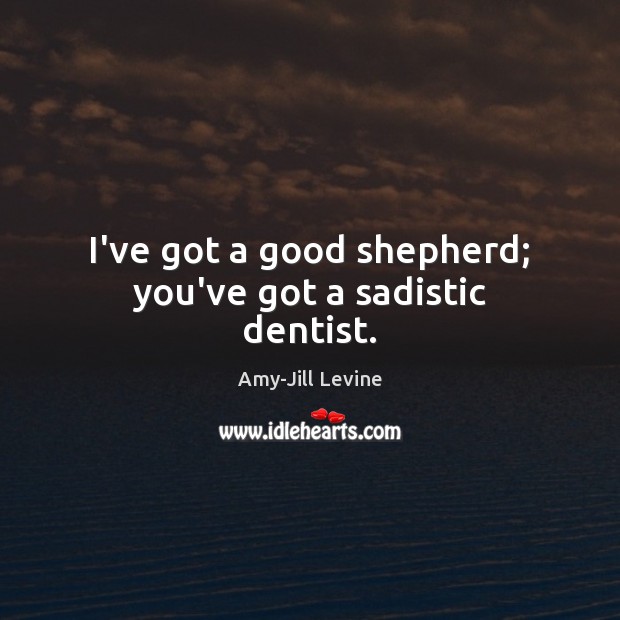 I’ve got a good shepherd; you’ve got a sadistic dentist. Amy-Jill Levine Picture Quote