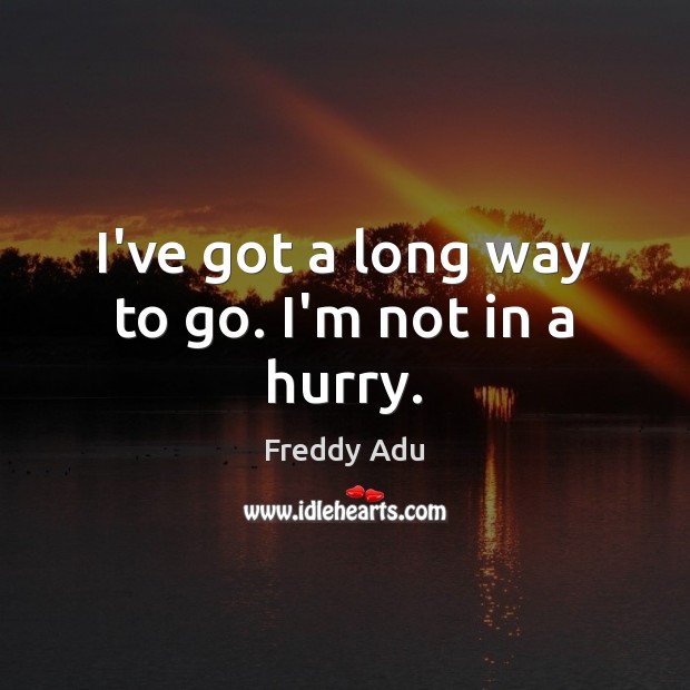 I’ve got a long way to go. I’m not in a hurry. Freddy Adu Picture Quote