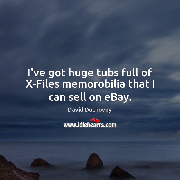 I’ve got huge tubs full of X-Files memorobilia that I can sell on eBay. Image