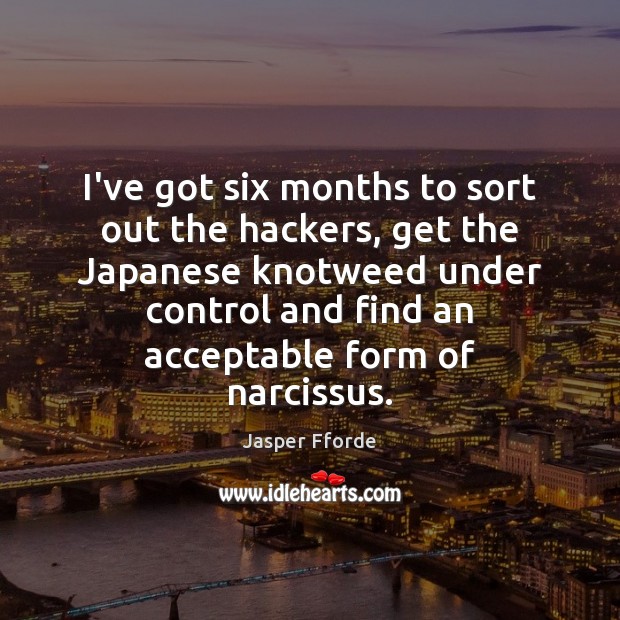 I’ve got six months to sort out the hackers, get the Japanese Jasper Fforde Picture Quote