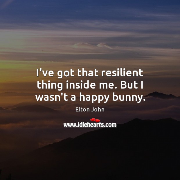 I’ve got that resilient thing inside me. But I wasn’t a happy bunny. Image