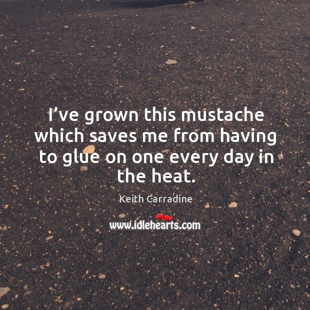 I’ve grown this mustache which saves me from having to glue on one every day in the heat. Keith Carradine Picture Quote
