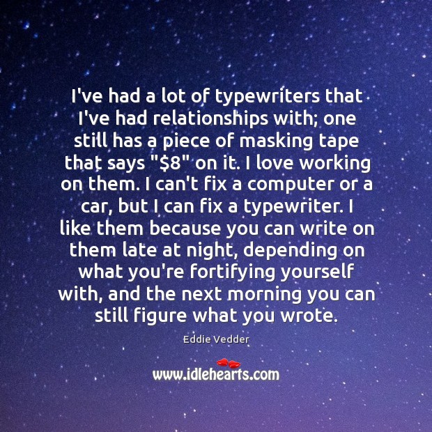 I’ve had a lot of typewriters that I’ve had relationships with; one Image