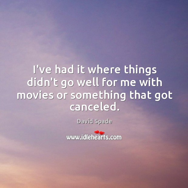 I’ve had it where things didn’t go well for me with movies or something that got canceled. David Spade Picture Quote