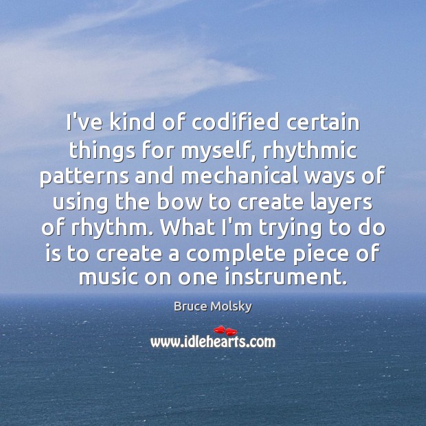 I’ve kind of codified certain things for myself, rhythmic patterns and mechanical Bruce Molsky Picture Quote